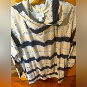 Gray, cream and yellow striped lightweight sweatshirt from LuLaRoe, NEW!!!!